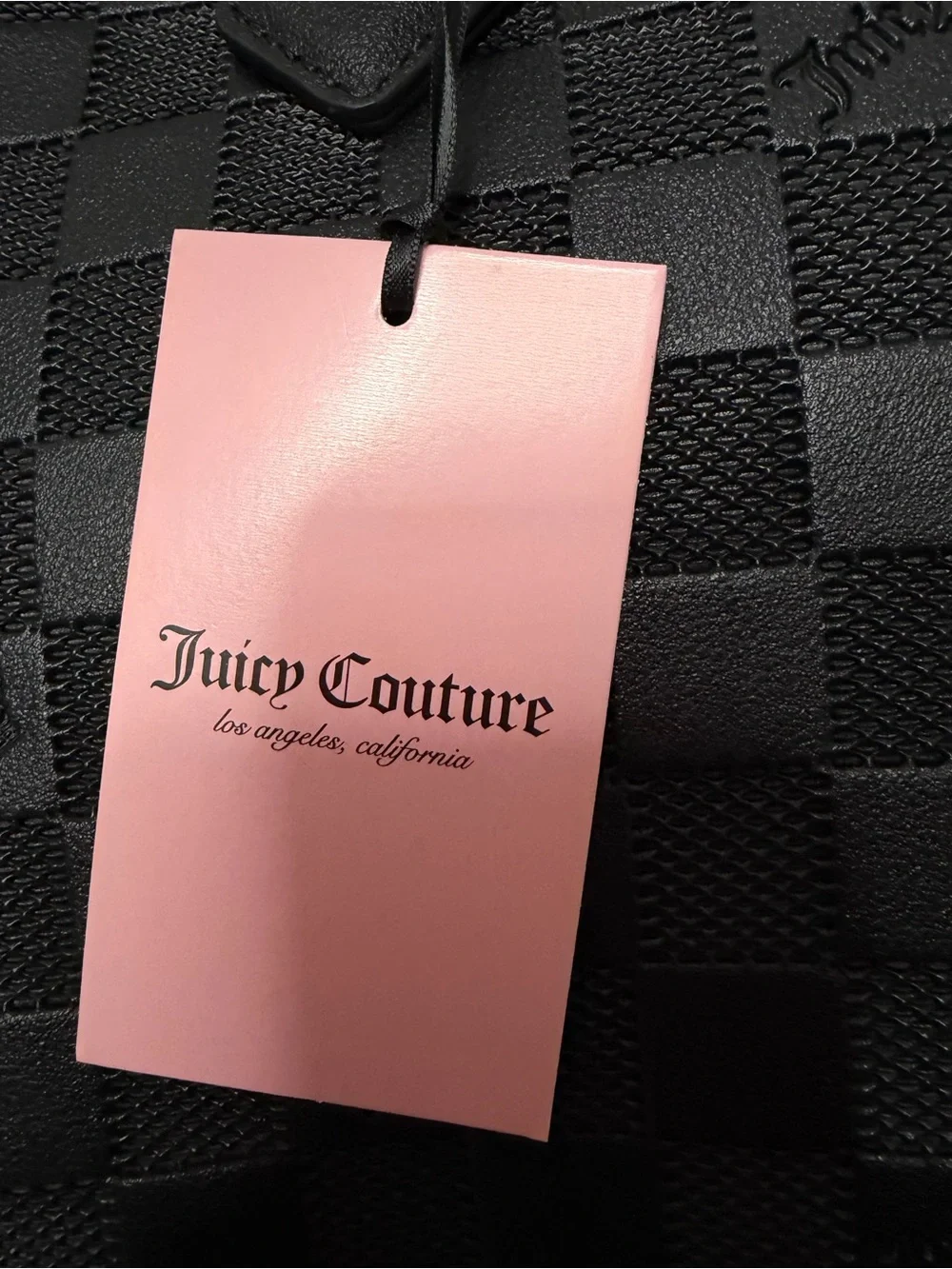 Juicy Couture Black Checkerboard Satchel Crossbody Bag NWT - Picture 3 of 10